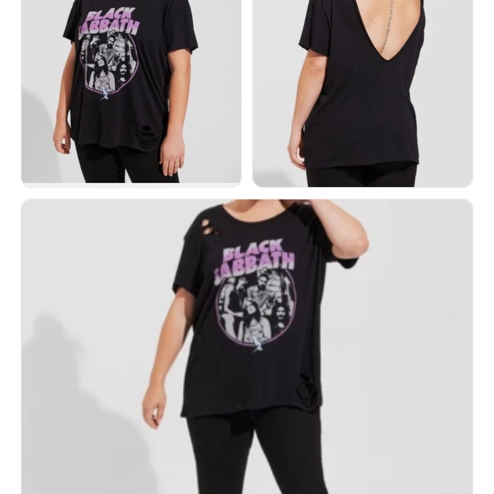 Black Sabbath Graphic Tee with Deep V-Back